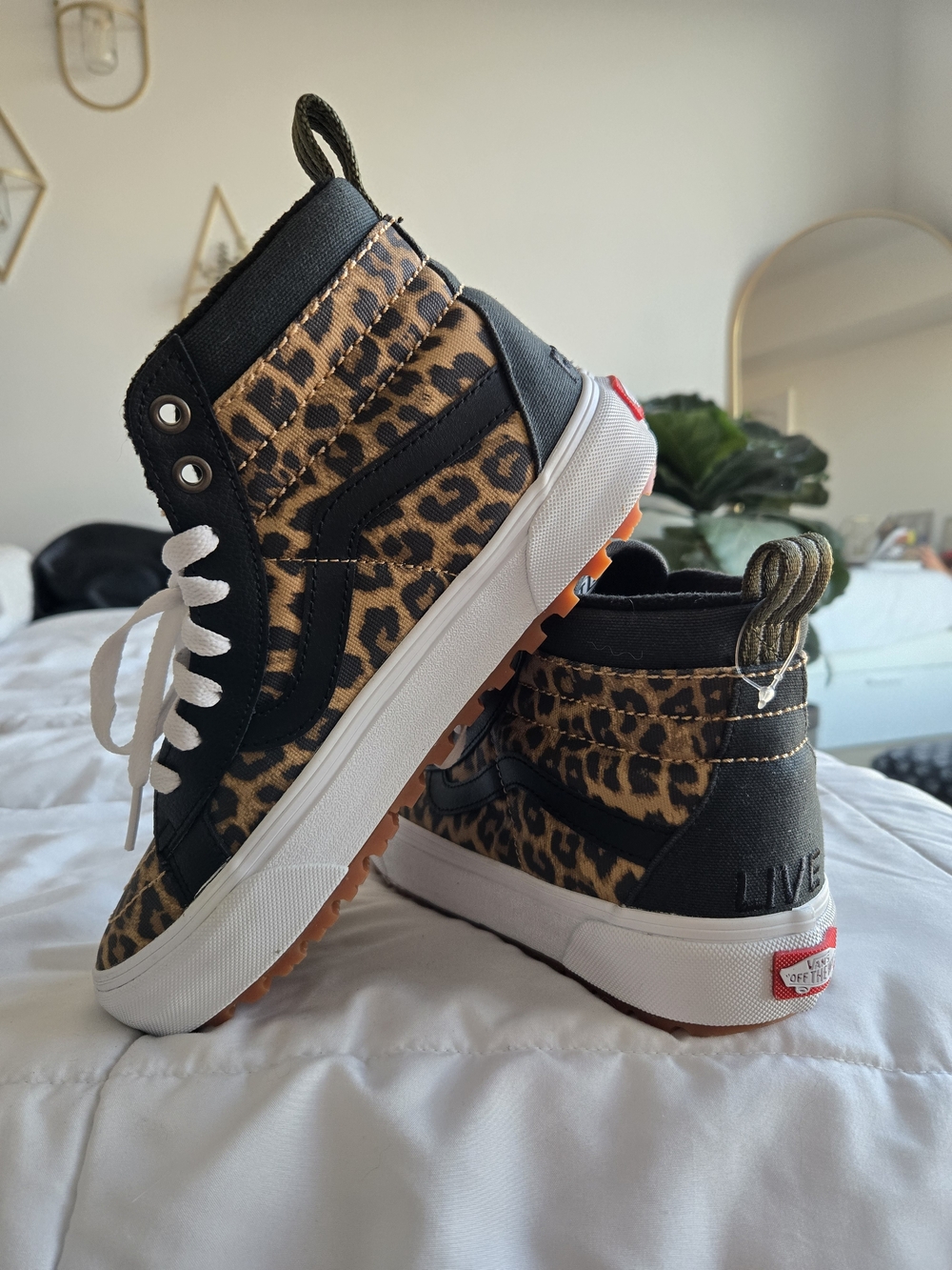 Custom Vans Leopard Print High-Top Sneakers